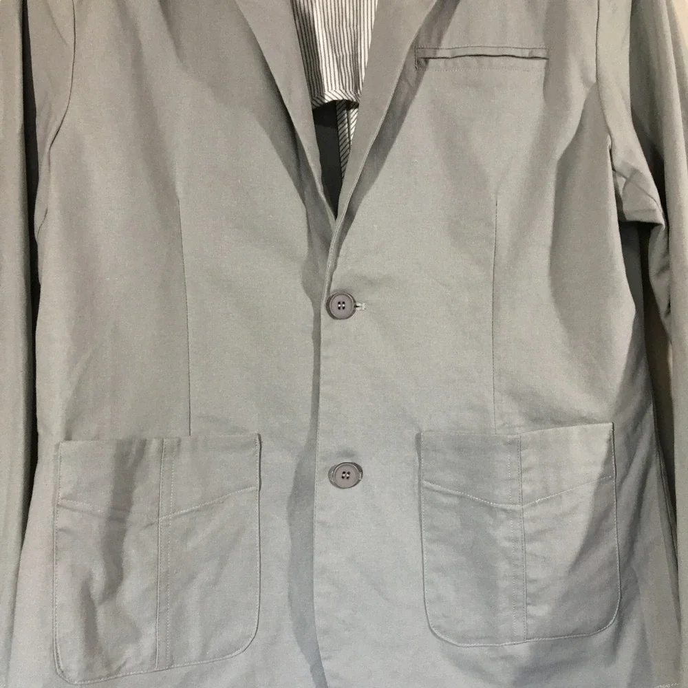 COOFANDY Mens Blazer Gray Linen Cotton Two Button Casual Sport Coat L - Picture 3 of 7